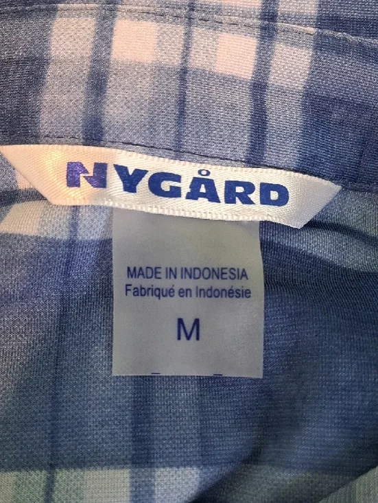 Peter Nygard Blue & White Plaid Button-Down Shirt 4354 - Picture 4 of 7